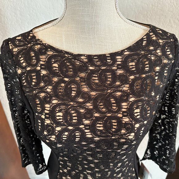 ANN KLEIN Classic Black Lace Sheath Dress - 2 - Picture 6 of 14